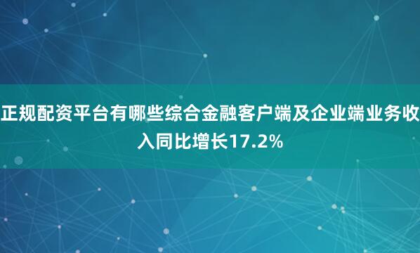 正规配资平台有哪些综合金融客户端及企业端业务收入同比增长17.2%